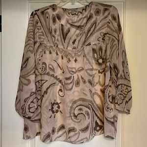 Lucky beautiful natural printed sheer long sleeve blouse